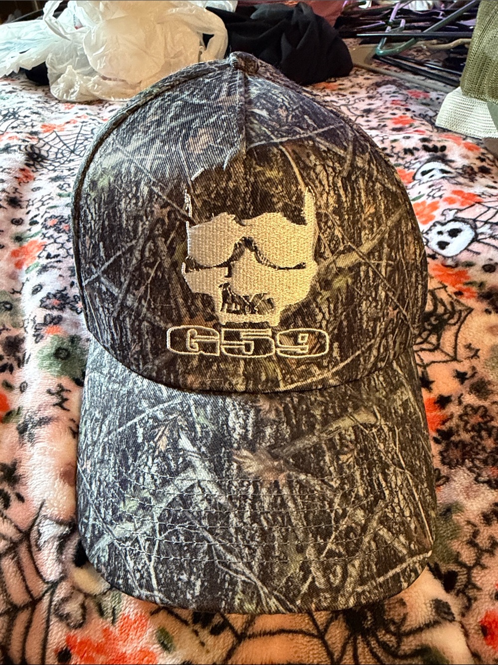 G/5/9 Camo Skull Embroidered Baseball Cap - Gray